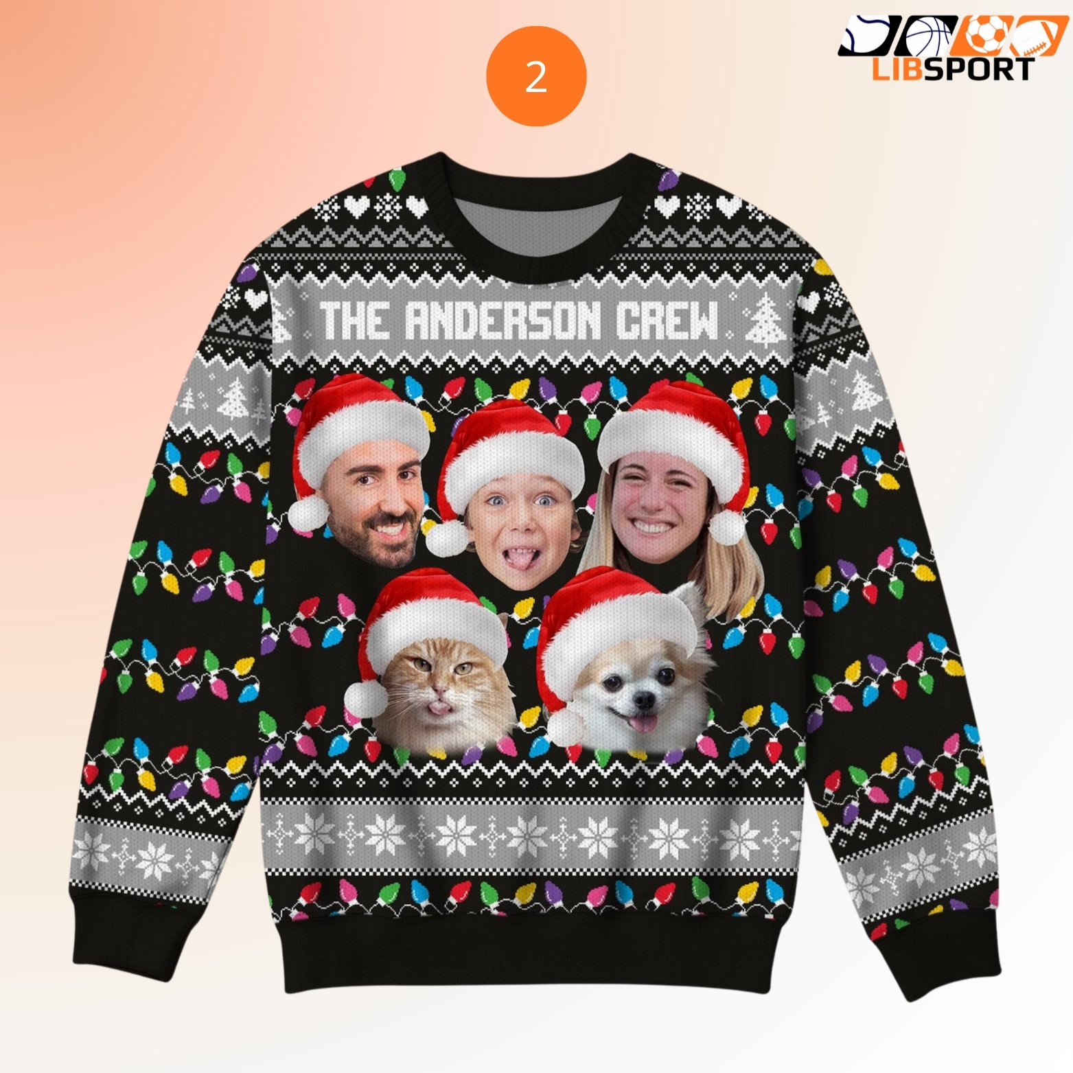 Family Christmas Ugly Sweater, Custom Face Holiday Knit, Year End Celebration Gift